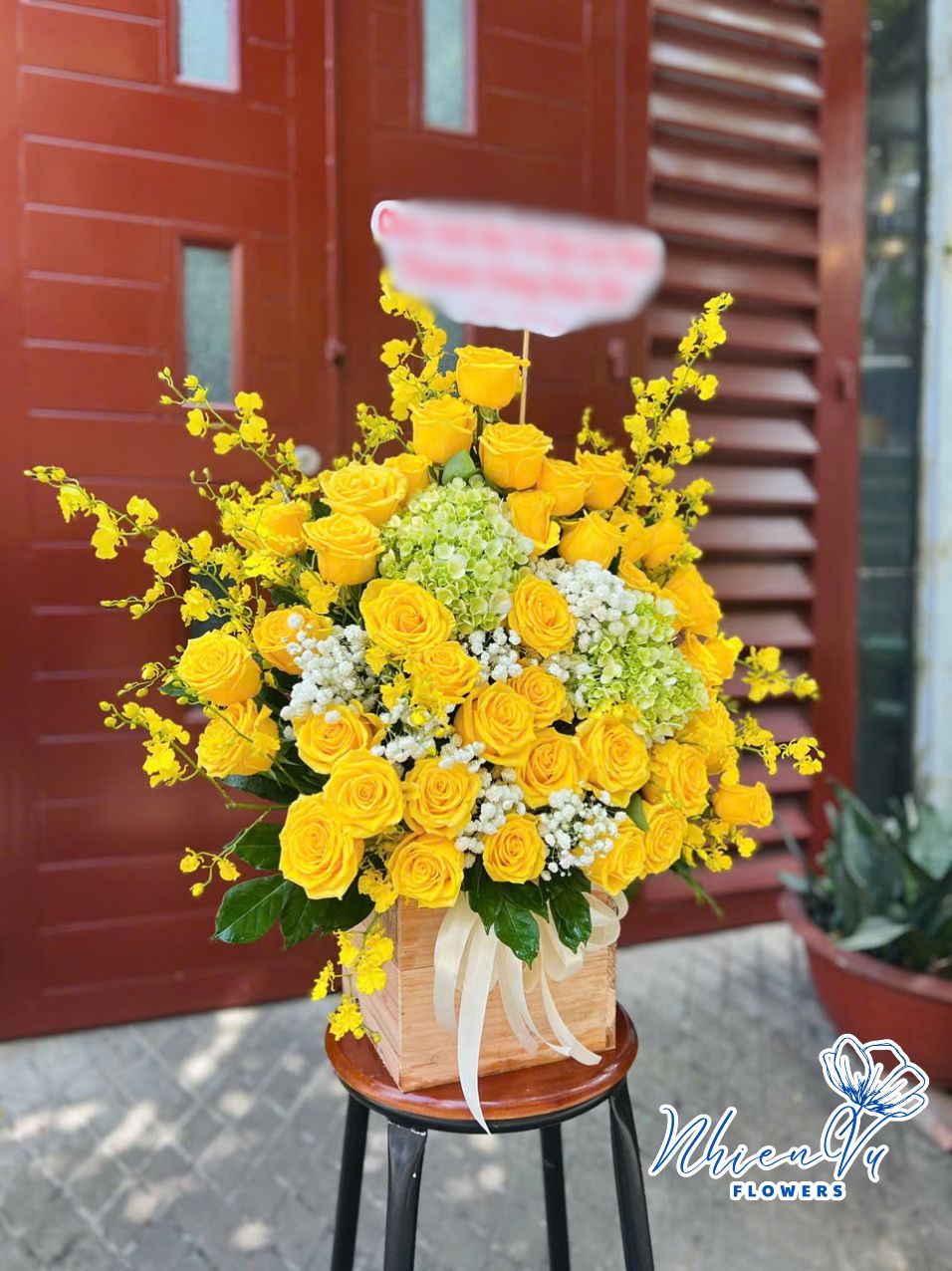 giỏ hoa tông vàng gh038 đẹp