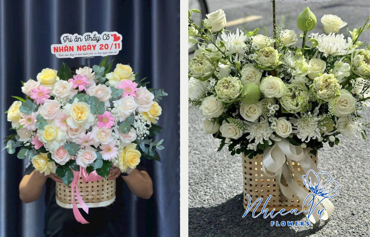 Giỏ hoa tươi đẹp và sang trọng 