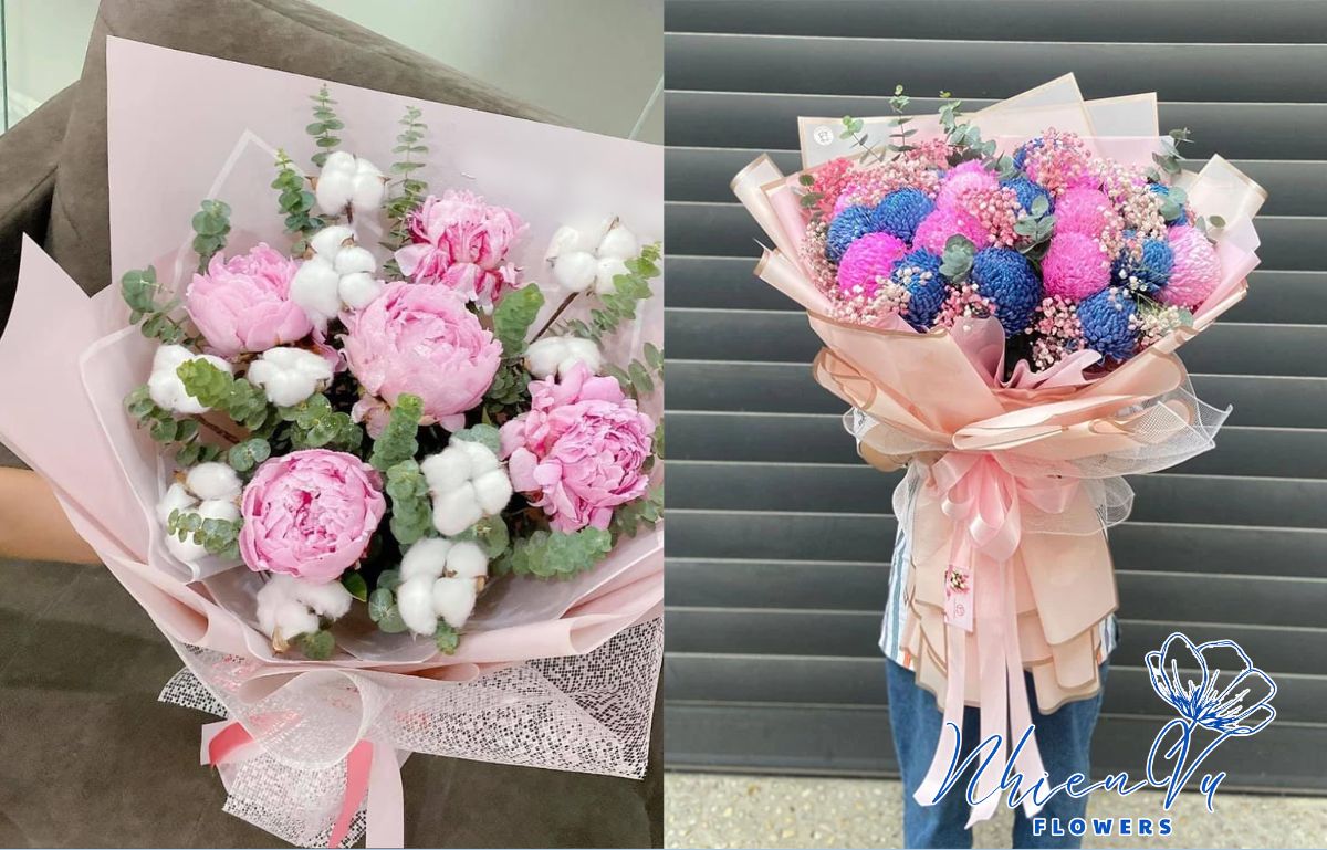 Bó hoa tươi đẹp, màu sắc tươi tắn 