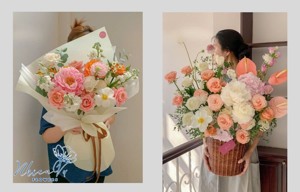 Giỏ hoa hồng tiên mix hoa hồng nên mua 