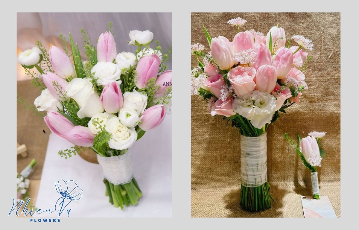 Lựa chọn bó hoa tulip mix cỏ đồng tiền