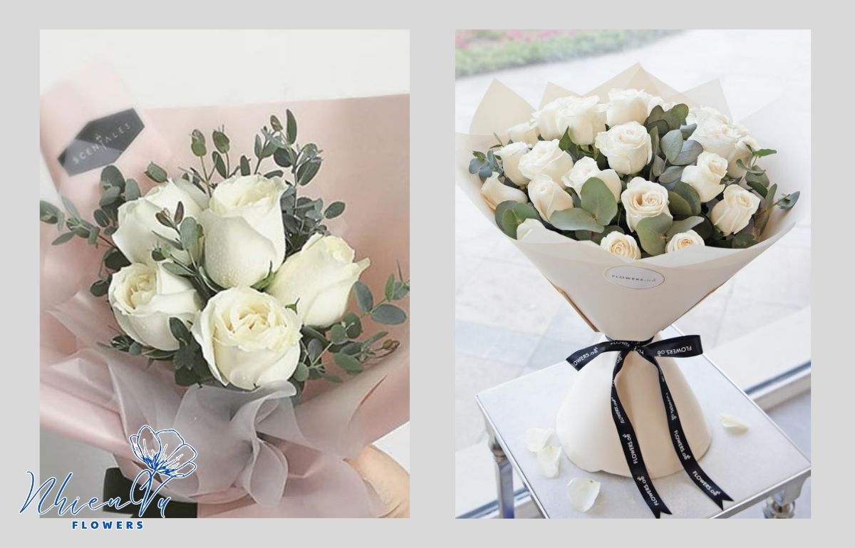 Các hoa hồng trắng mang ý nghĩa khác nhau Các mẫu hoa hồng trắng đều mang ý nghĩa khác nhau