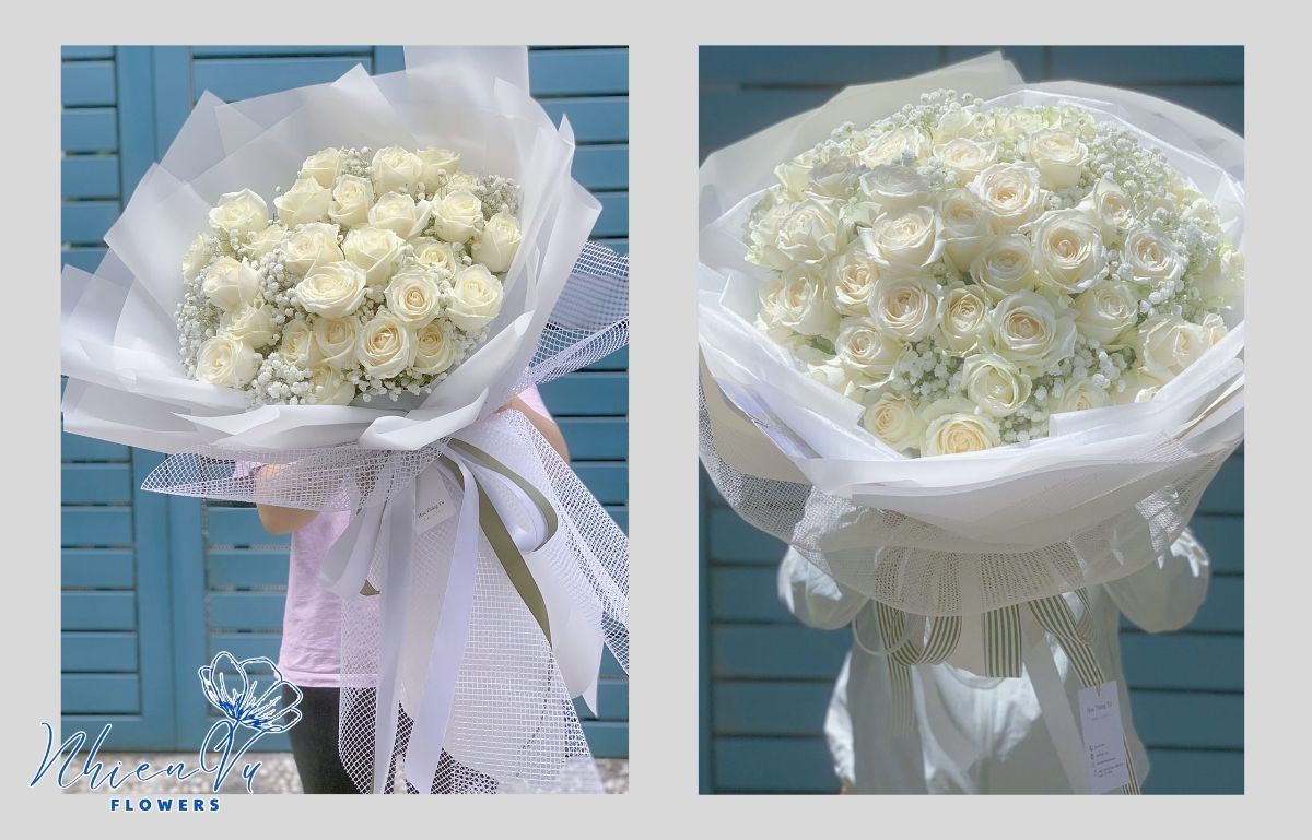 Mẫu hoa hồng trắng được nhiều người yêu thích Hoa hồng trắng được nhiều người lựa chọn