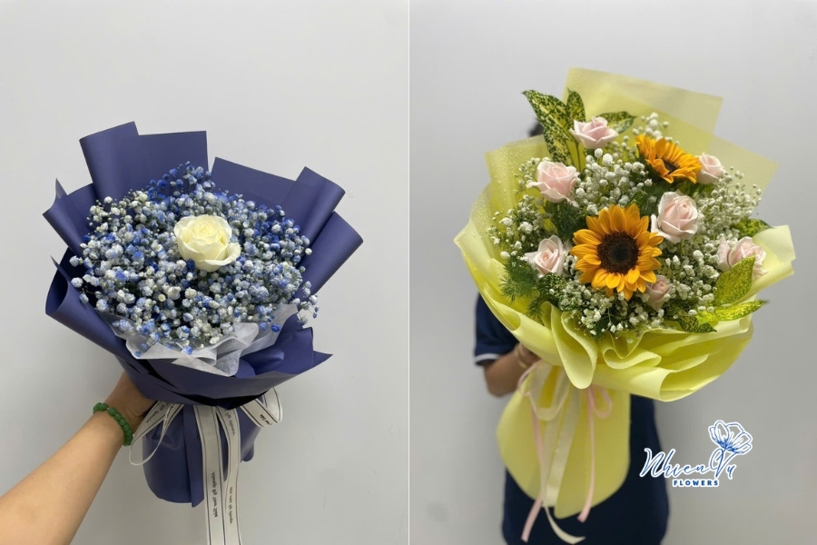 Bó hoa chúc mừng mẹ tròn con vuông
