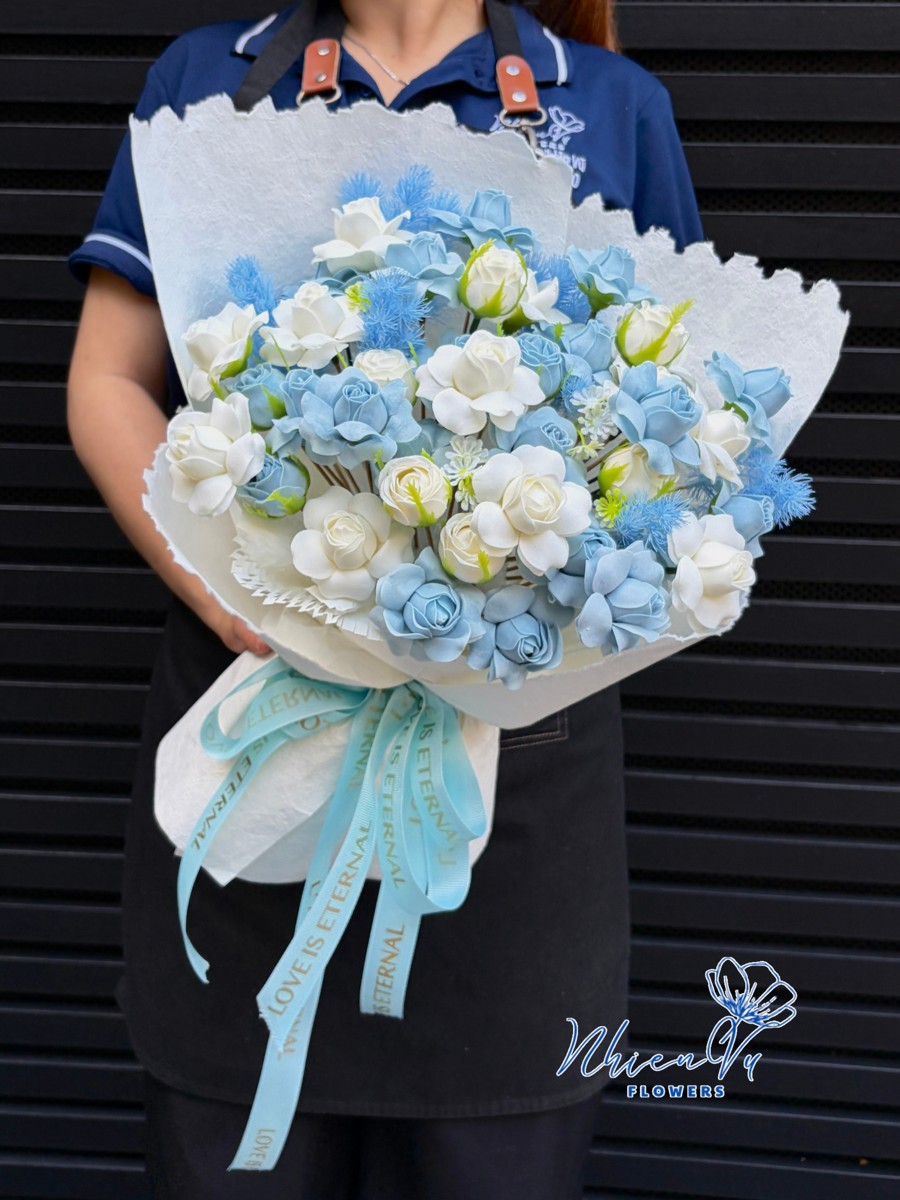 Bó hoa sáp tông xanh Pastel HS023